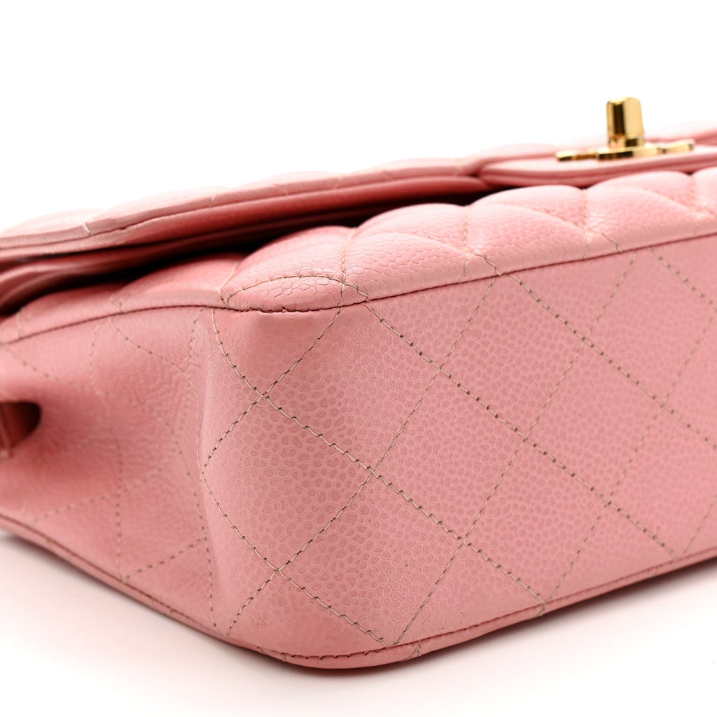 Caviar Quilted Medium Double Flap Pink