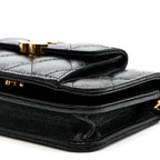 Caviar Quilted Pocket Twins Clutch With Chain Black