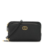 Grained Calfskin Caro Double Pouch Black