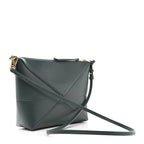 Shiny Calfskin Puzzle Fold Pouch Vetiver