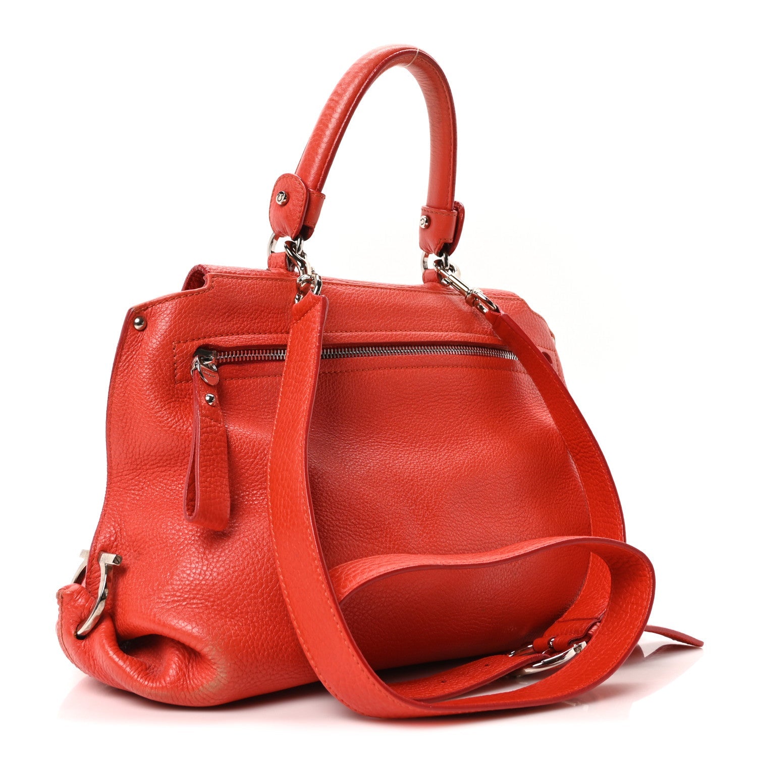 Grained Calfskin Large Sofia Satchel Sunset