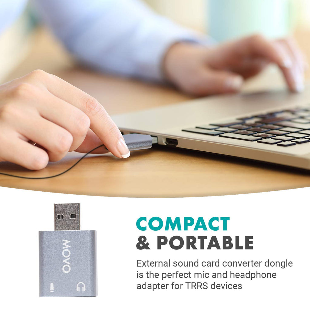 Movo USB-AC1 TRRS Mic. to USB 2.0 Sound Card Adapter