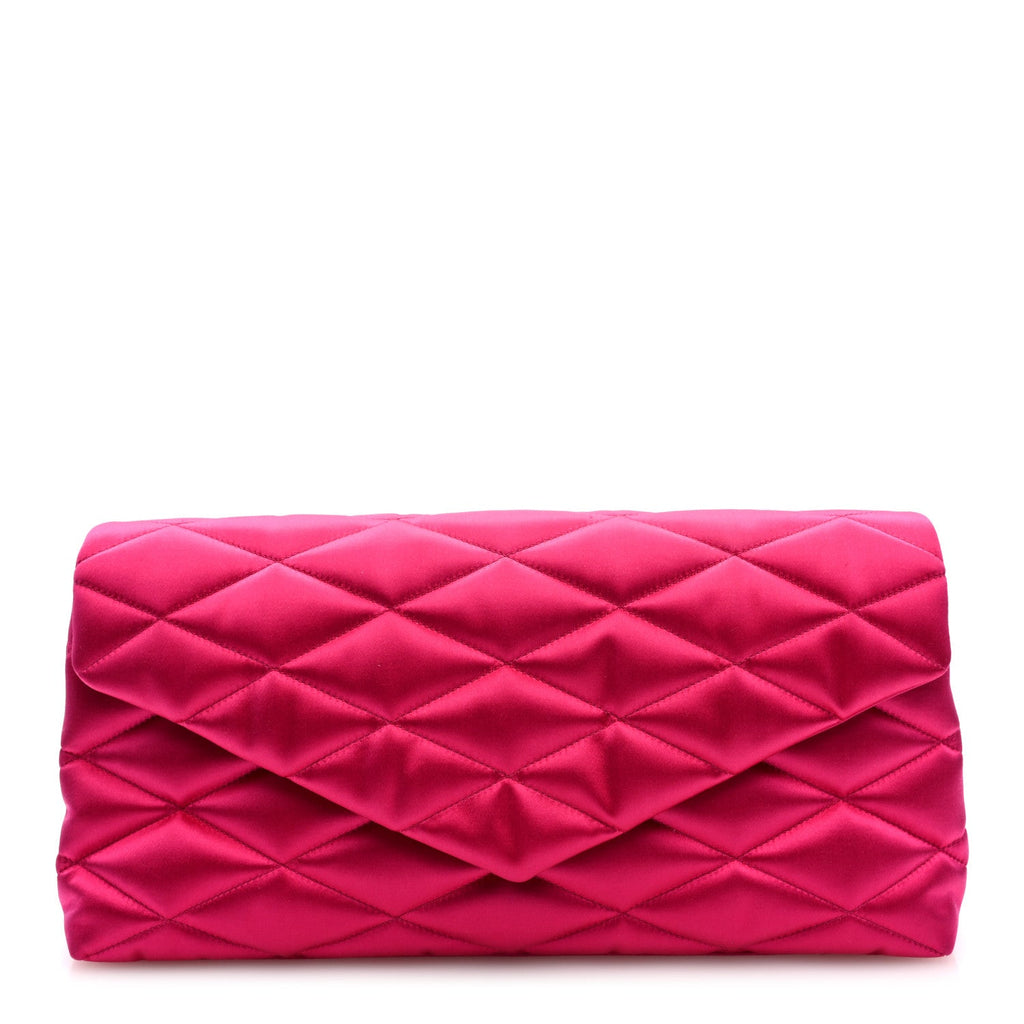 Satin Quilted Sade Puffer Envelope Clutch Bubblegum