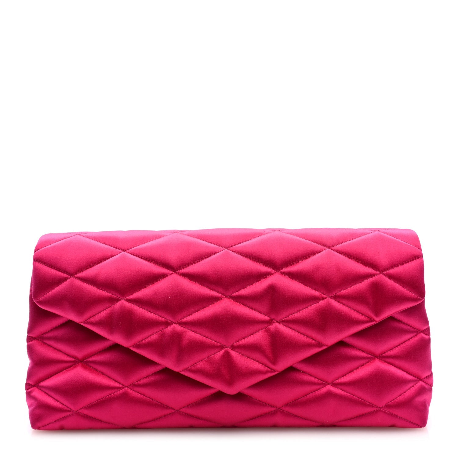 Satin Quilted Sade Puffer Envelope Clutch Bubblegum