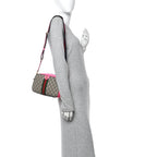 GG Supreme Monogram Textured Dollar Calfskin Web Ophidia Small Crossbody Bag Beige Ebony Fuchsia