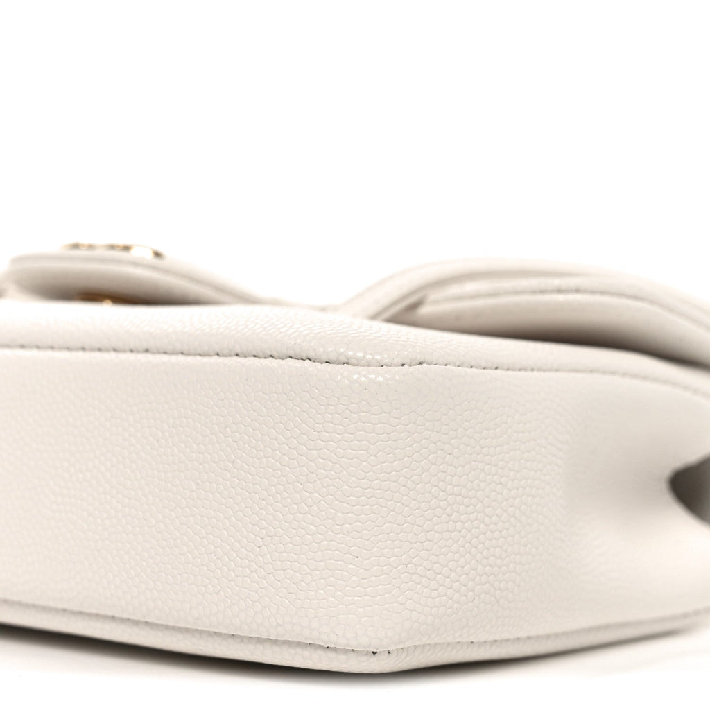 Shiny Caviar Mini Preppy Coco Shoulder Bag White