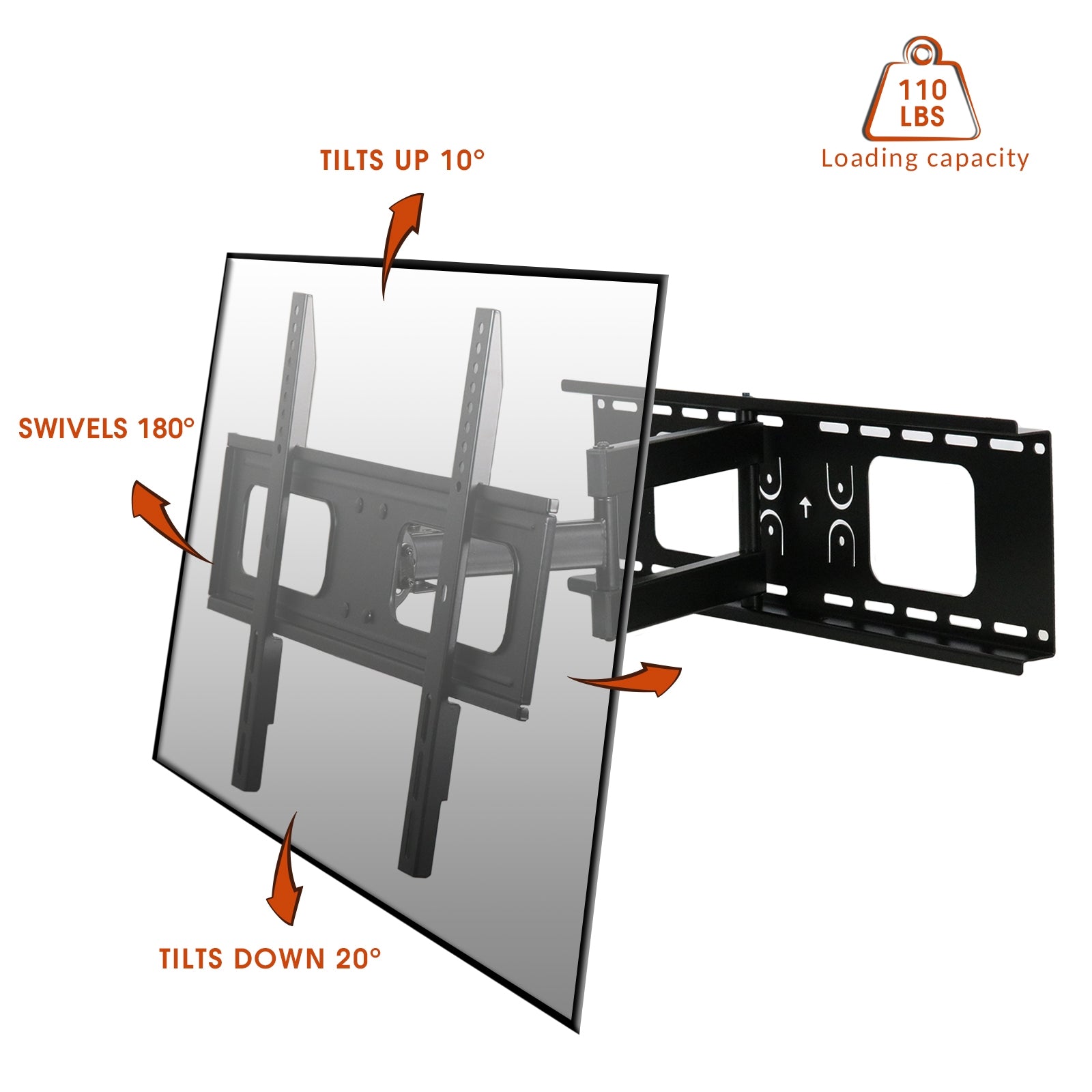 Full Motion Wall Mount for 32-70 Inch Displays