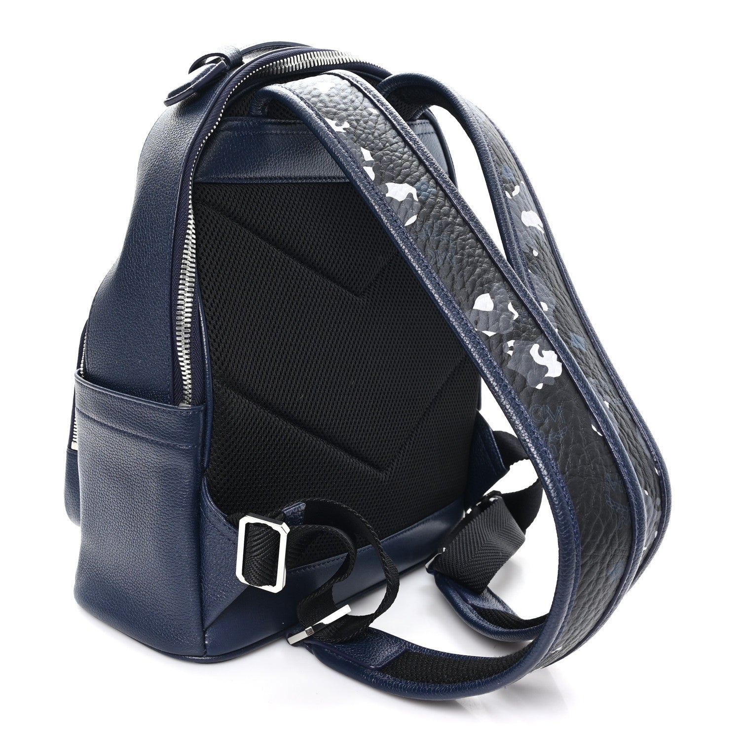 Calfskin Visetos Floral Leopard Klassik Small Stark Backpack Blue Black