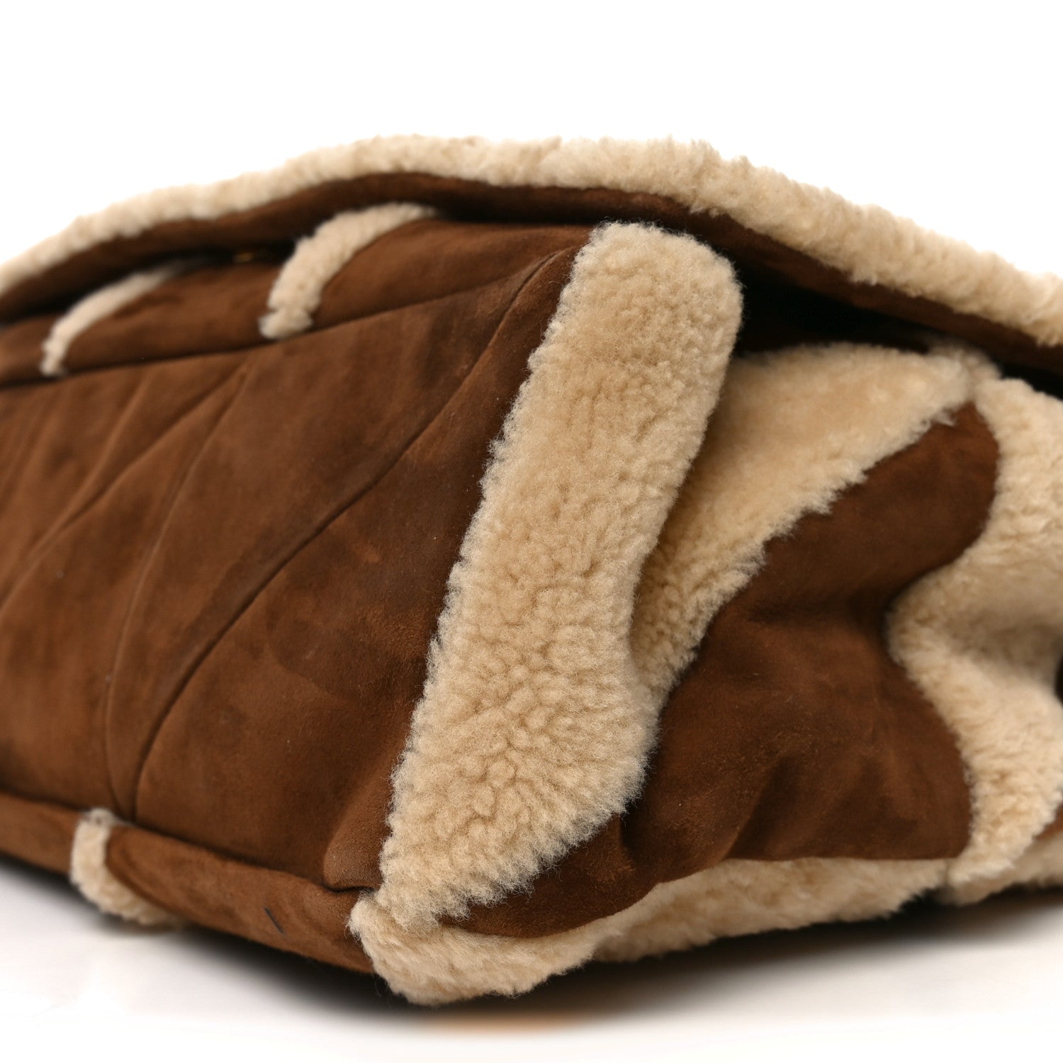 Suede Shearling Patchwork Monogram Giant Jamie Brown Beige