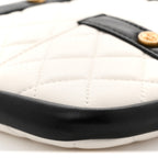 Lambskin Quilted Medium Girl Shoulder Bag White Black