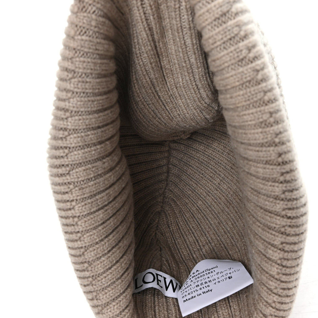 Wool Logo Beanie Dark Beige