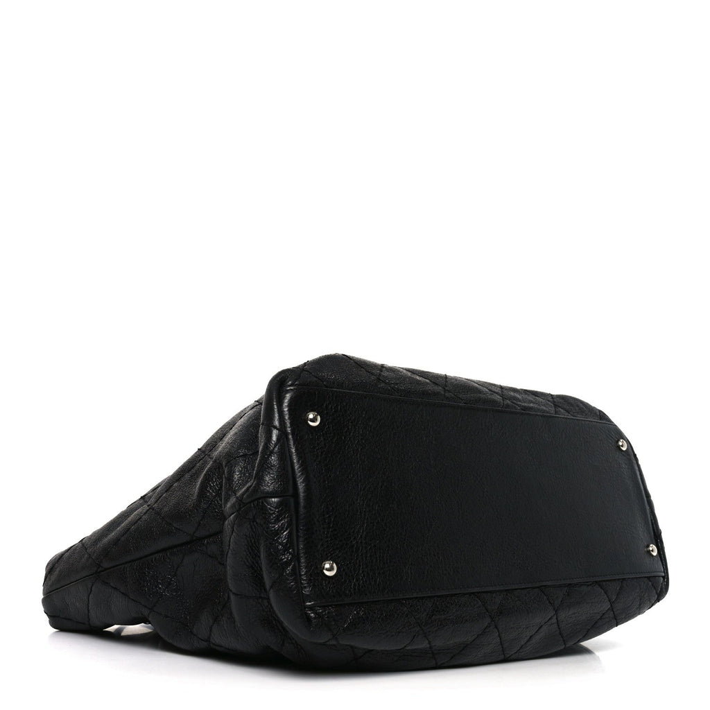 Glazed Calfskin Large On The Road Tote Black