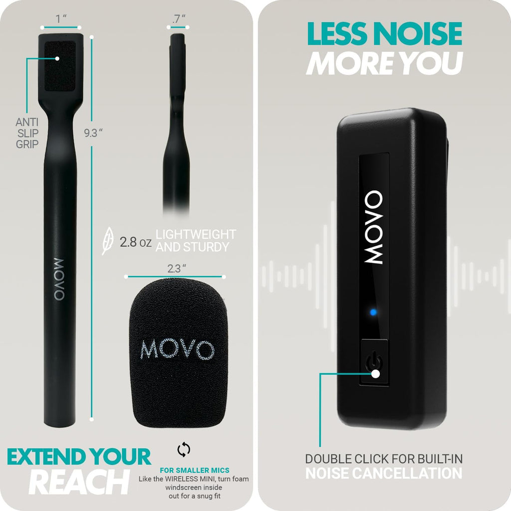 Movo Wireless Mini DI Duo Dual Lav Mic with Handle