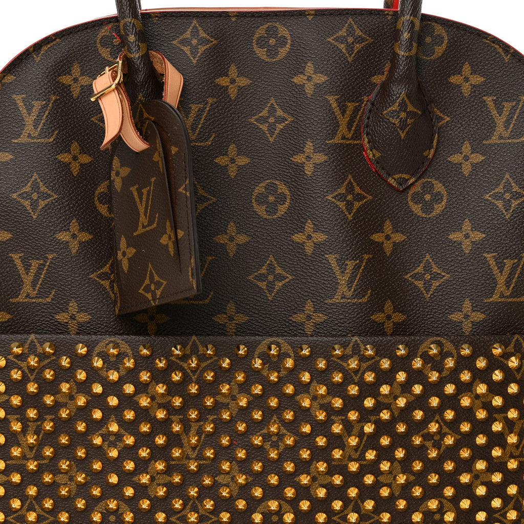 Monogram Calf Hair Spikes Iconoclasts Christian Louboutin Tote Red