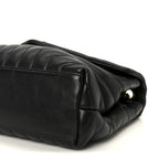 Grain de Poudre Calfskin Y Quilted Monogram Medium Loulou Chain Satchel Black