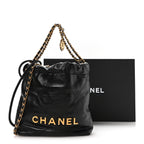 Shiny Calfskin Quilted Mini Chanel 22 Black