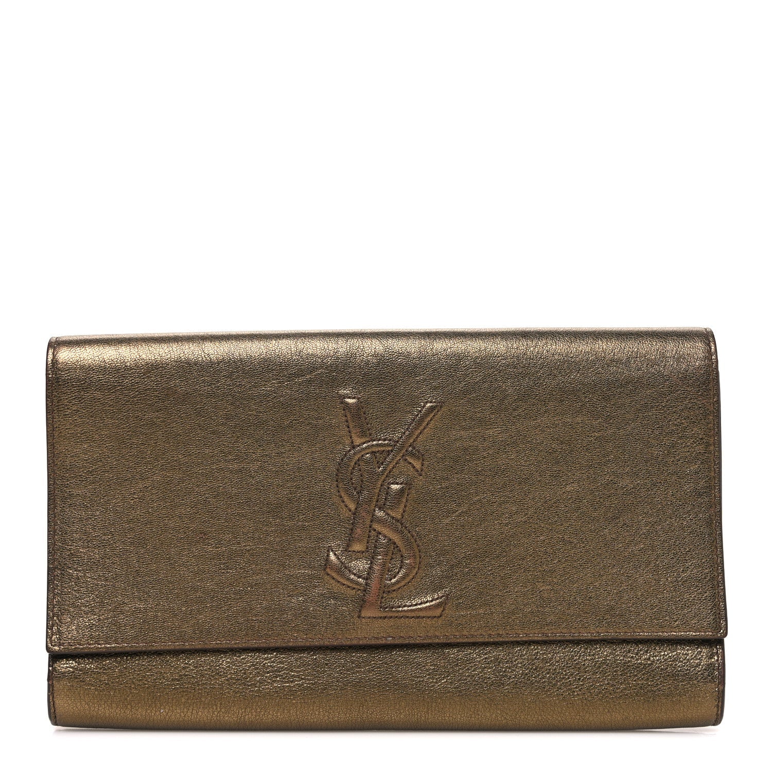 Metallic Calfskin Monogram Large Belle De Jour Clutch  Gold
