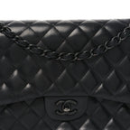 Lambskin Quilted Jumbo Double Flap So Black