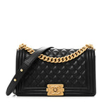 Lambskin Quilted Medium Boy Flap Black