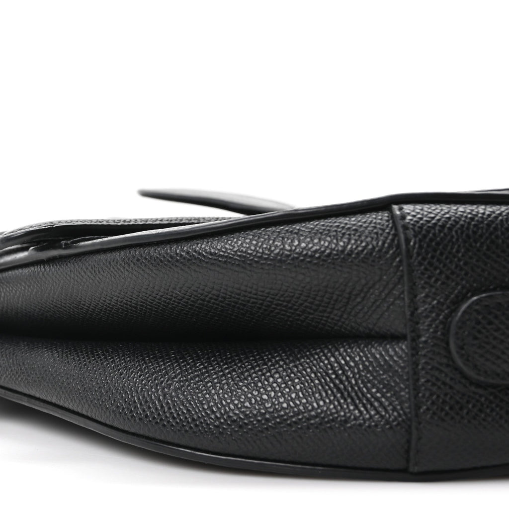 Grained Calfskin Saddle Bag Black