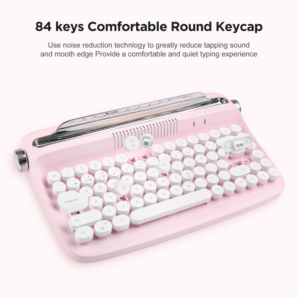 ACTTO B303 Wireless Keyboard, Retro Bluetooth Aesthetic Typewriter Style Keyboard with Integrated Stand for Multi-Device