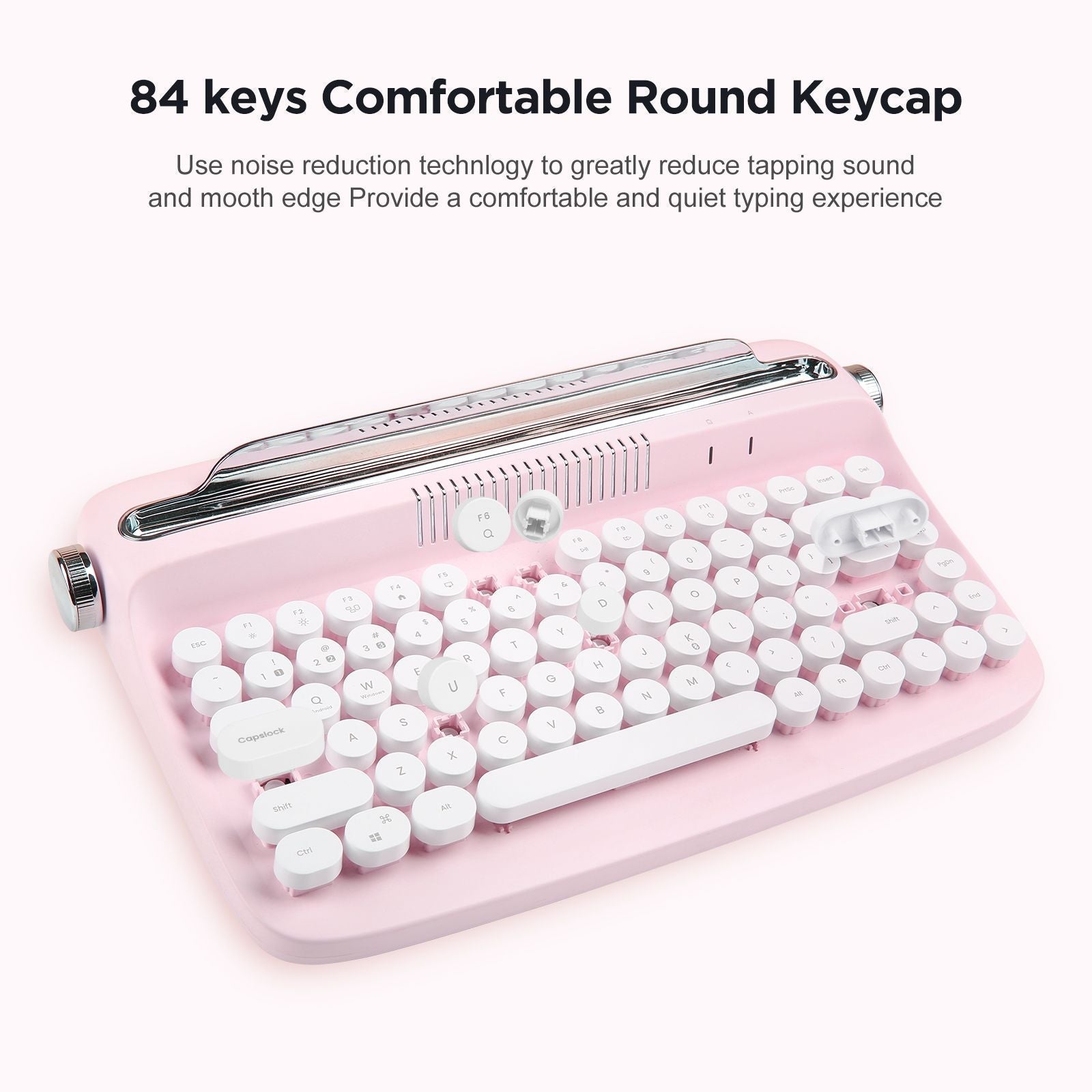 ACTTO B303 Wireless Keyboard, Retro Bluetooth Aesthetic Typewriter Style Keyboard with Integrated Stand for Multi-Device