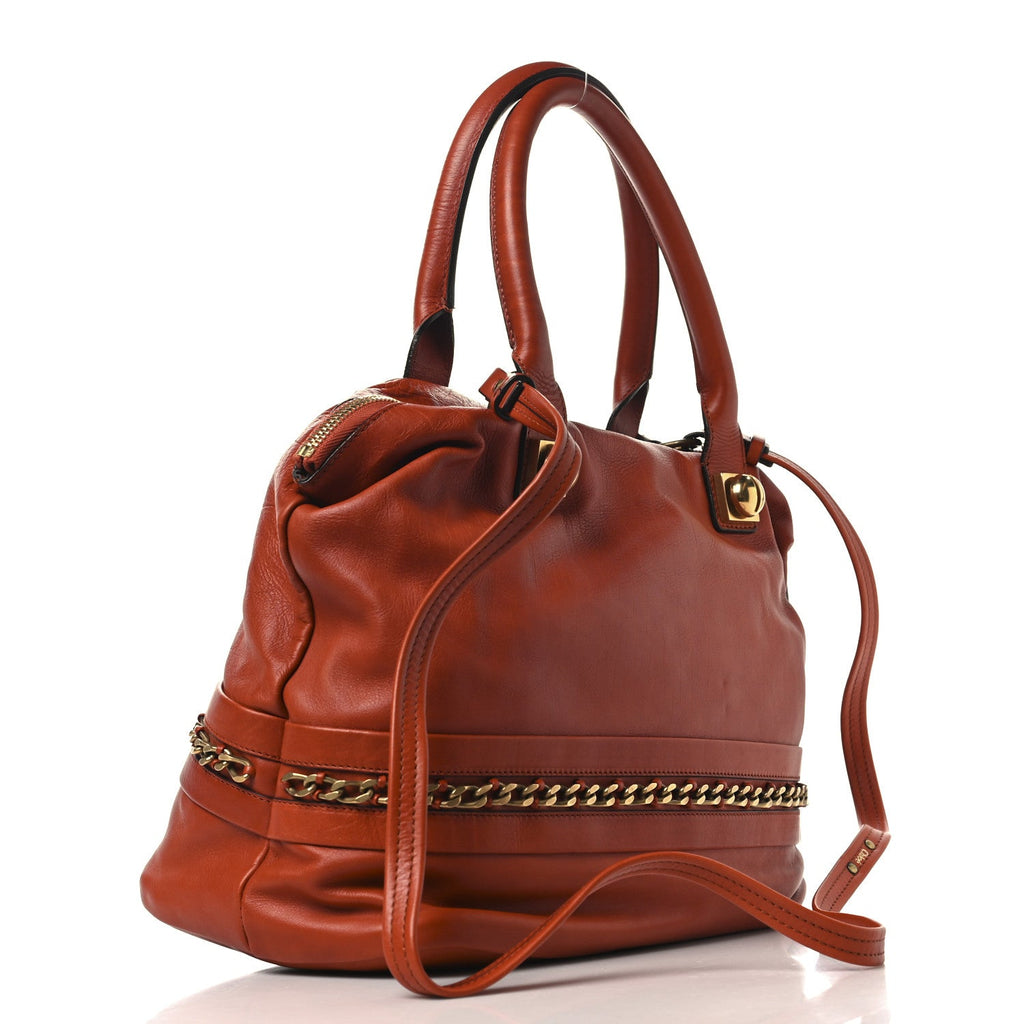Calfskin Kira Convertible Bowler Bag Brick Red