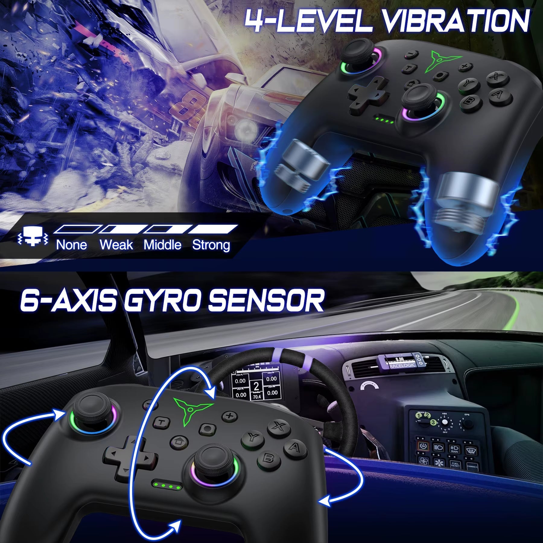 Q218 Wireless Game Controller for Nintendo Switch, OLED, Lite, Android, iOS, and PC with Programmable Features, Turbo Functionality, and 6-Axis Gyroscope