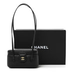 Shiny Caviar Preppy Coco Long Vanity With Strap Black