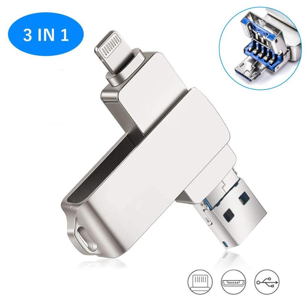 64GB  3 In 1 IPhone IPad USB Flash 3.0 Pendrive Memory Stick For IPhone IPad Android PC
