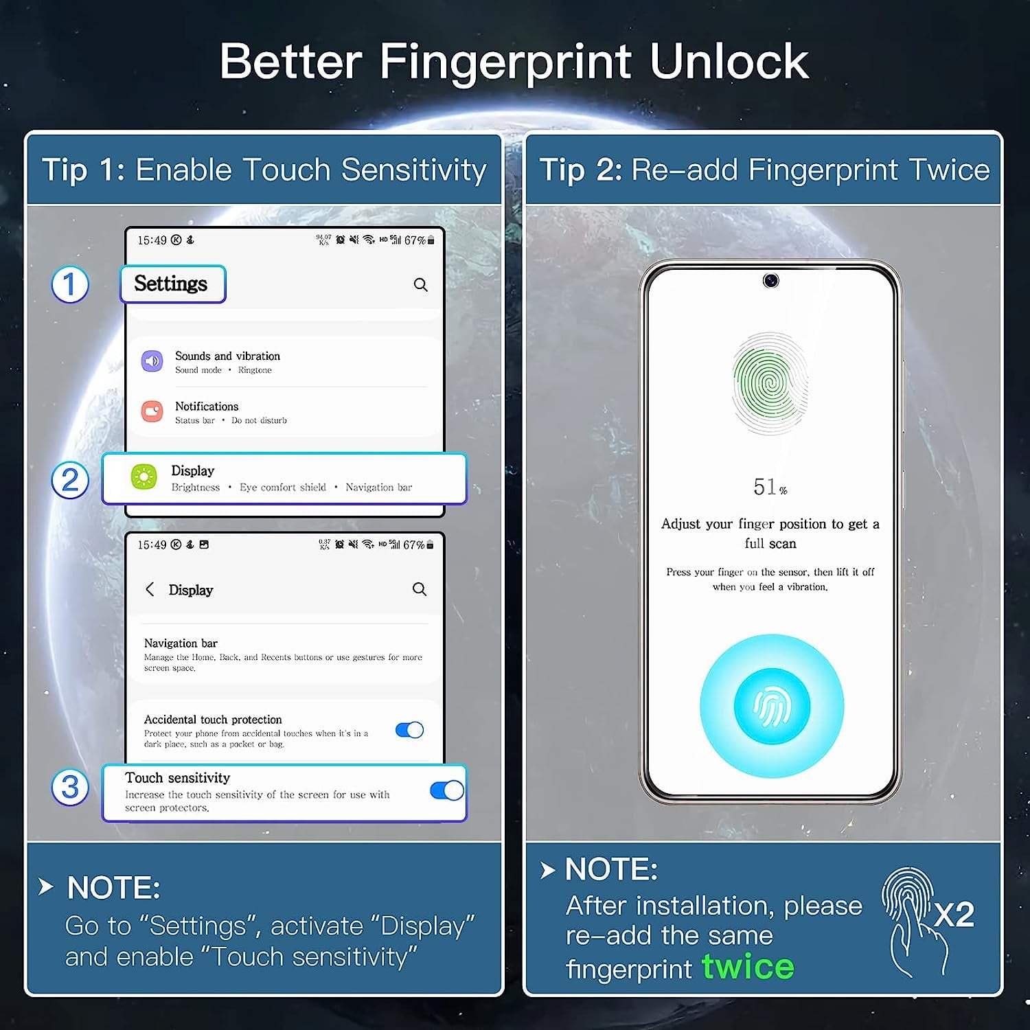 Entronix Anti-Spy Privacy Screen Protector Compatible with Galaxy S25 Plus - 2-Piece Combo