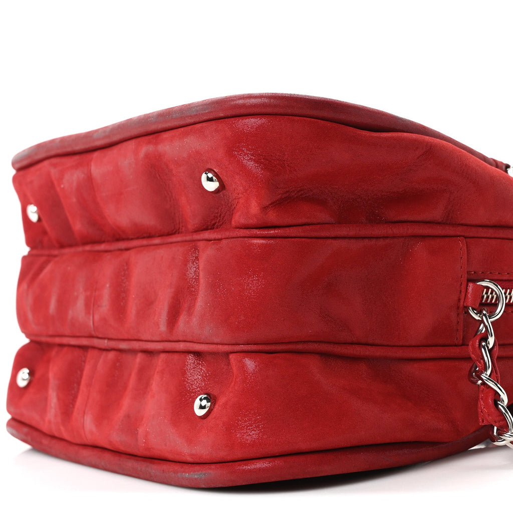 Iridescent Calfskin Quilted Relax CC Camera Case Red