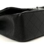 Iridescent Caviar Quilted Jumbo Double Flap Black