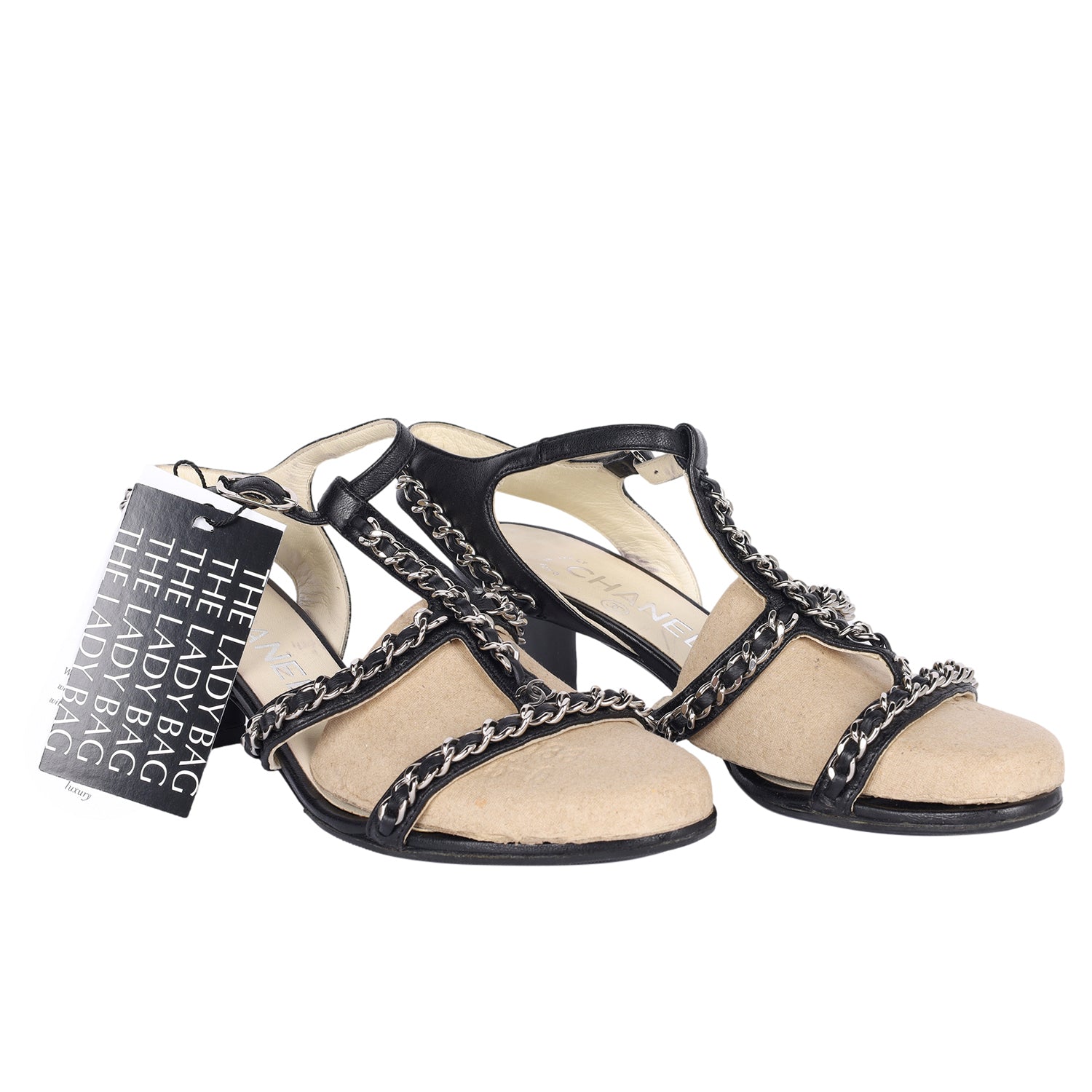 Lammleder Gladiatorenketten-Sandalen 36.5 Schwarz