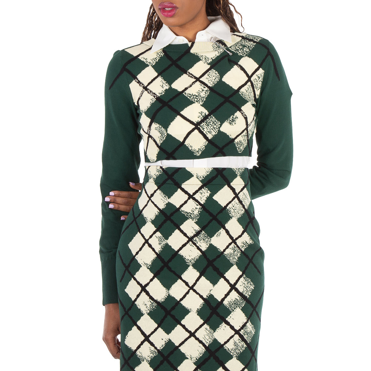 Burberry Argyle Fein gestrickter Cropped-Pullover