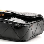 Patent Enamel Quilted Coco Hearts Clutch With Chain Black