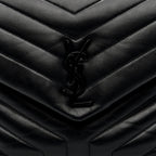 Calfskin Y Quilted Monogram Monochrome Medium Loulou Chain Satchel Black