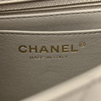 Lambskin Quilted Mini Rectangular Flap Grey
