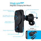 MagLock CAR 15W Magnetic Wireless Fast Charging Vent Mount with Qi2