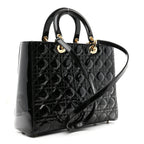 Patent Cannage Large Lady Dior Black