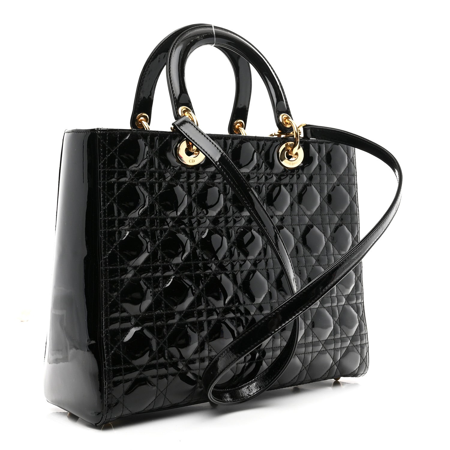 Patent Cannage Large Lady Dior Black