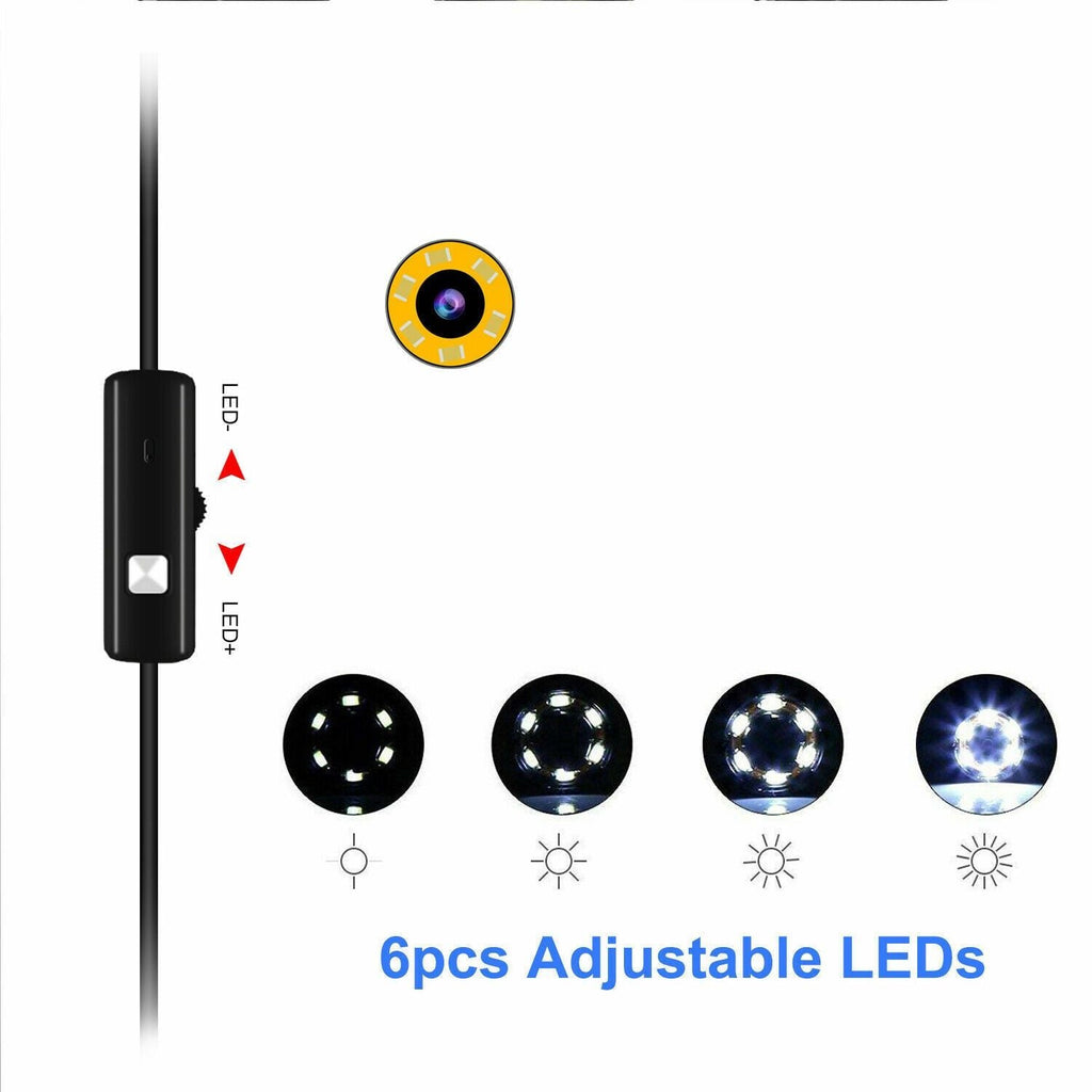 5M 6LEDs Snake Endoscope Borescope 8mm Inspection USB Camera Scope For Android - 2M - 6.5 Feet