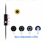 5M 6LEDs Snake Endoscope Borescope 8mm Inspection USB Camera Scope For Android - 2M - 6.5 Feet