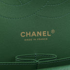 Metallic Caviar Quilted Jumbo Double Flap Green