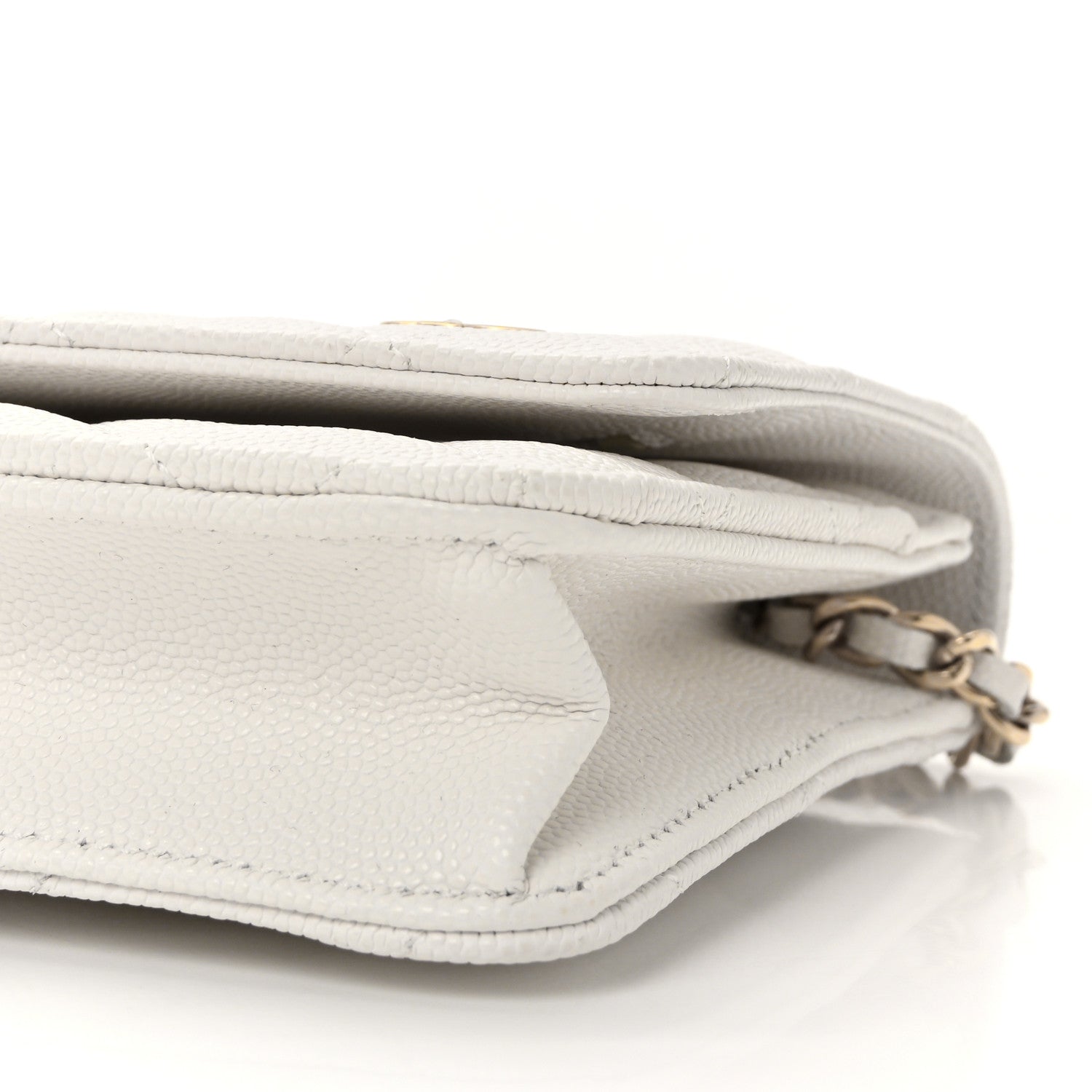 Caviar Quilted Enamel Coco Casino Wallet On Chain WOC White