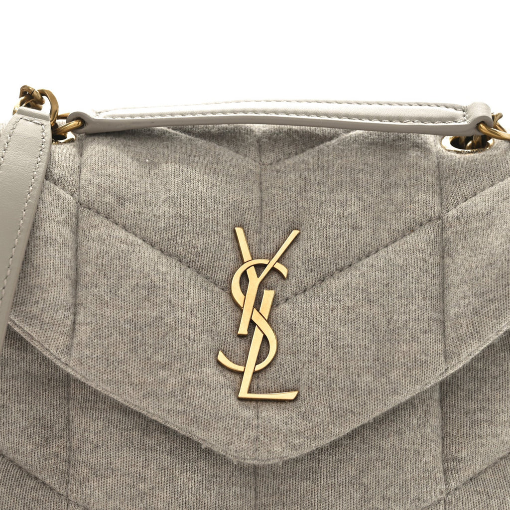 Jersey Quilted Toy Loulou Puffer Monogram Chain Satchel Chalk Beige