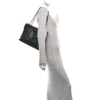Calfskin Y Quilted Monogram Medium Loulou Chain Satchel Black
