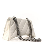 Crushed Calfskin Quilted Small Crush Chain Bag Optic White