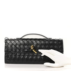 Nappa Intrecciato Long Andiamo Top Handle Clutch Black