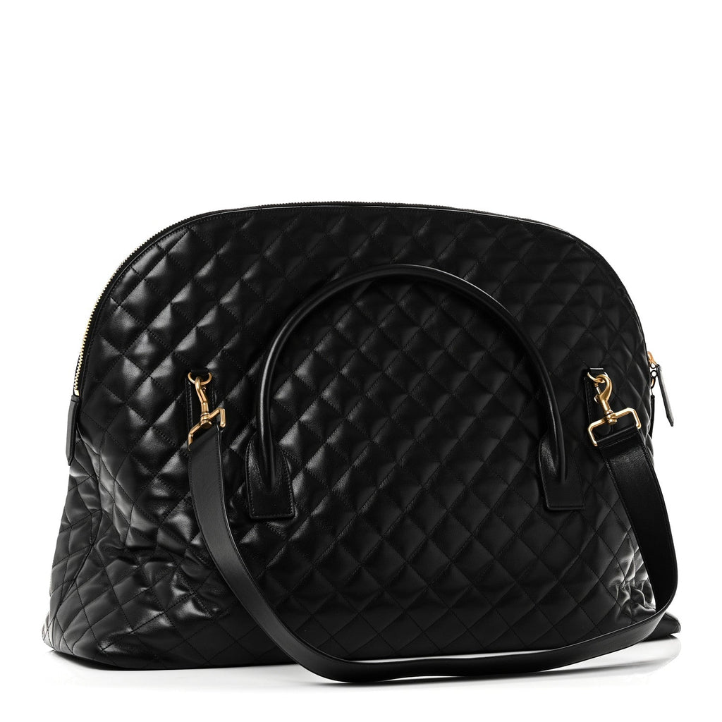Calfskin Quilted ES Giant Travel Bag Black